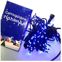 Гірлянда DL String 100Led 10м син., чорний, 2мм, лінійна, IP44