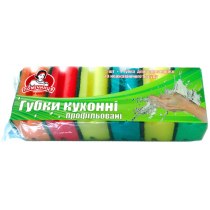 Губки кухонні "Профільовані" ТМ "Помічниця" 10х7х4,5см , 5шт+1 для тифлону