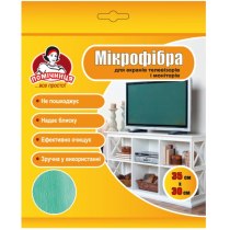 Серветка з мікрофібри для екранів телевізорів та моніторів ТМ "Помічниця" 35х30см