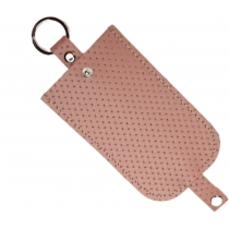 Ключниця з кнопкою К-091-РП натуральна шкіра, рожевий, 13,5*8