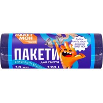 Пакети для сміття смугасті ТМ ПАКЕТ МОН D 70х100 фіолетово-сині 120л/10шт (24шт/ящ)