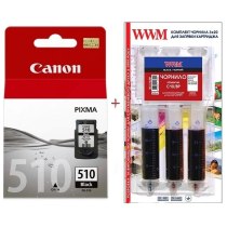 Картридж Canon Pixma MP230/MP250/MP270 PG-510 + Заправочный набор Black (Set510-inkB)