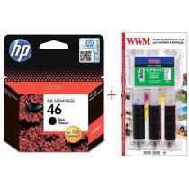 Картридж HP Deskjet Ink Advantage 2520 HP 46 + Заправочный набор Black (Set46hp-inkB)