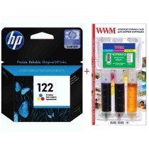 Картридж HP DJ 1050/3050 №122 Color + Заправочный набор Color (Set122C-inkHP)