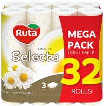 Папір туалетний 3 шари Ruta Selecta 32 рулона ромашка
