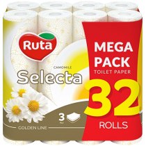 Папір туалетний 3 шари Ruta Selecta 32 рулона ромашка