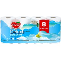 Папір туалетний 3 шари Ruta Pure White Deluxe 8 рулонів білий