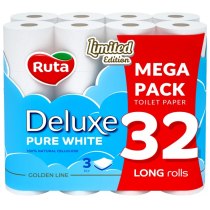 Папір туалетний 3 шари Ruta Pure White Deluxe 32 рулона білий