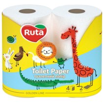 Папір туалетний 2 шари Ruta Kids 4 рулони, білий