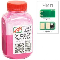 Тонер + чіп АНК для OKI C301/321 бутль 50г Magenta (1505327)