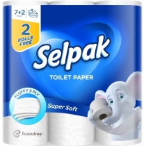 Папiр туалетний SELPAK 3-х шар. білий 7+2 шт