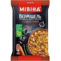 Вермішель швидкого приготування МІВІНА зі смаком грибів з овочами та зеленню негостра  59,2 г