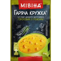 Суп-пюре швидкого приготування МІВІНА Гаряча Кружка гороховий з грінками 19 г