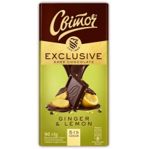 Шоколад чорний СВІТОЧ Exclusive з імбирем та цедрою лимона 90г