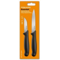 Набір ножів для чищення Fiskars Essential Small, 2шт, нержавіюча сталь, пластик, чорний