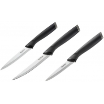 Набір ножів Tefal Essential, 3шт, нержавіюча сталь, пластик, чорний
