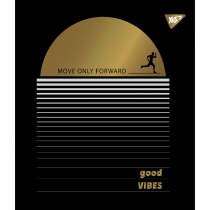 Зошит 24 аркушів, клітинка, "Good vibes" мат. ВДЛ+ УФ-спл+Pantone Gold