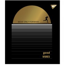 Зошит 24 аркушів, клітинка, "Good vibes" мат. ВДЛ+ УФ-спл+Pantone Gold