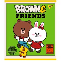 Зошит 48 аркушів, клітинка, "Line Friends" мат. ВДЛ+ УФ-виб