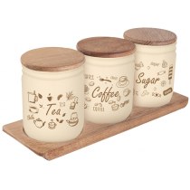 Банка Herevin Wooden Set-Beige-Browm Tea-Coffee-Sugar 0.446 л.