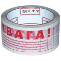 Стрічка клейка пакувальна (скотч) Optima, напис 