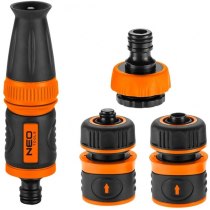 Набір для поливу Neo Tools 1/2", зрошувач ручний прямий, 2 конектори для шланга, конектор для крана