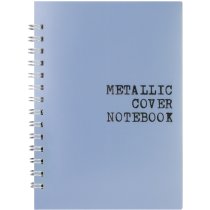 Блокнот А6, пласт. обкл., металік, бічна спіраль, 60 арк., клітинка, блакитний