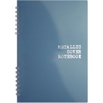 Блокнот А5, пласт. обкл., металік, бічна спіраль, 60 арк., клітинка, синій