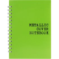 Блокнот А6, пласт. обкл., металік, бічна спіраль, 60 арк., клітинка, зелений