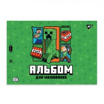 Альбом для рисования YES А4 12л/100 скоба, с перфорацией (Minecraft Boom)