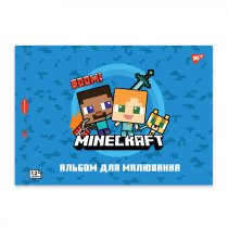 Альбом для рисования YES А4 12л/100 скоба, с перфорацией (Minecraft)