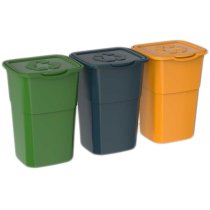 Бак 50 л сортувальний з 3 шт. (набір) Eco зелений, синій, жовтий Plastmeccanica