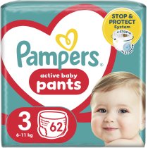 Підгузки-трусики Pampers Active Baby Pants Розмір 3 (6-11 кг) 62 шт