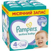 Підгузки Pampers Active Baby Розмір 4 (9-14 кг), 180 шт