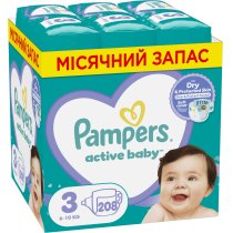 Підгузки Pampers Active Baby Розмір 3 (6-10 кг), 208 шт