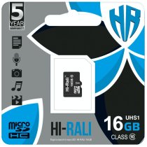 Карта памяти microSDHC (UHS-1) 16GB class 10 Hi-Rali (без адаптера)
