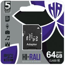 Карта памяти microSDXC (UHS-1) 64GB class 10 Hi-Rali (з адаптером)