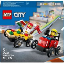 LEGO City Конструктор «Пицца-авто против пожарной машины» Набор гонок 70 дет.