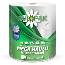 Полотенце бумажное 2 слоя Rulopak Mega перфорацией 120 м, 500 ведр, 19х24см, белые