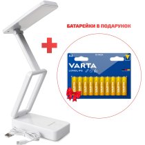 Настольная лампа ENERLIGHT VEGA 9Вт 3000-6000K Белая (в подарок Батарейка Varta Longlife BL10 АА)