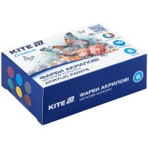 Фарби акрилові, 6 металевих кольорів, 20 мл, Kite Creative