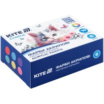 Фарби акрилові, 6 пастельних кольорів, 20 мл, Kite Creative