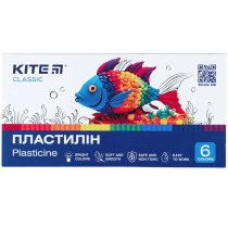 Пластилін, 6 кольорів, 120 г. Kite Classic