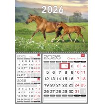 Календарь квартальный настенный "3 в 1" на 1 пружину 2026 (Год Коня асорти)