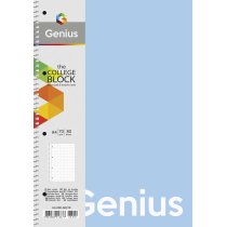 Коледж-блок, спiраль, А4/80арк., у лінію, білий блок, 70г/м2, пластик, Genius