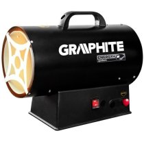 Теплова гармата газова GRAPHITE, акумуляторна 18В, 15кВт, 120м2, 320м3/год, IP24, чорний, 5кг