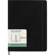 Щотижневик Moleskine, 19 х 25 см  2025-2026 великий / Чорний М’який