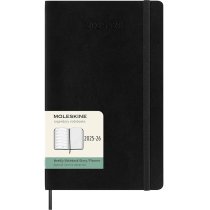 Щотижневик Moleskine, 13 х 21 см 2025-2026 середній / Чорний М’який