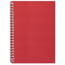 Блокнот А5 Economix, пластикова обкладинка (фактура полоса), бічна спіраль, 48 арк., лінія, червоний