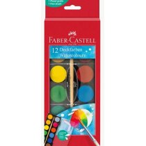 Краски акварельные Faber-Castell сухие с кисточкой, 12 цветов, D=30